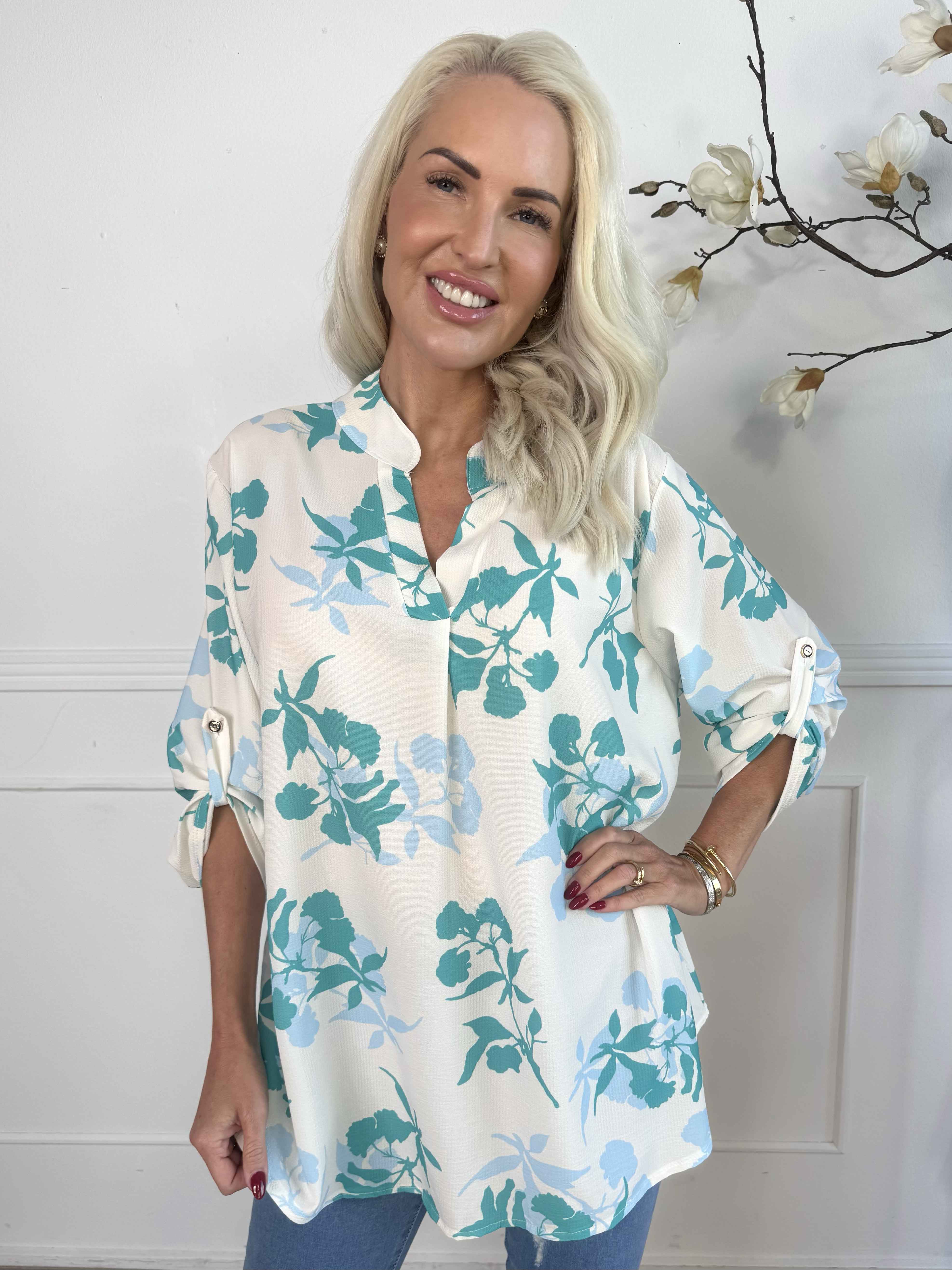 Vanesa Leaf - Tunika i lätt viskos med bladmotiv